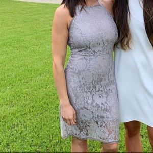 Lulu’s lace halter dress with open back